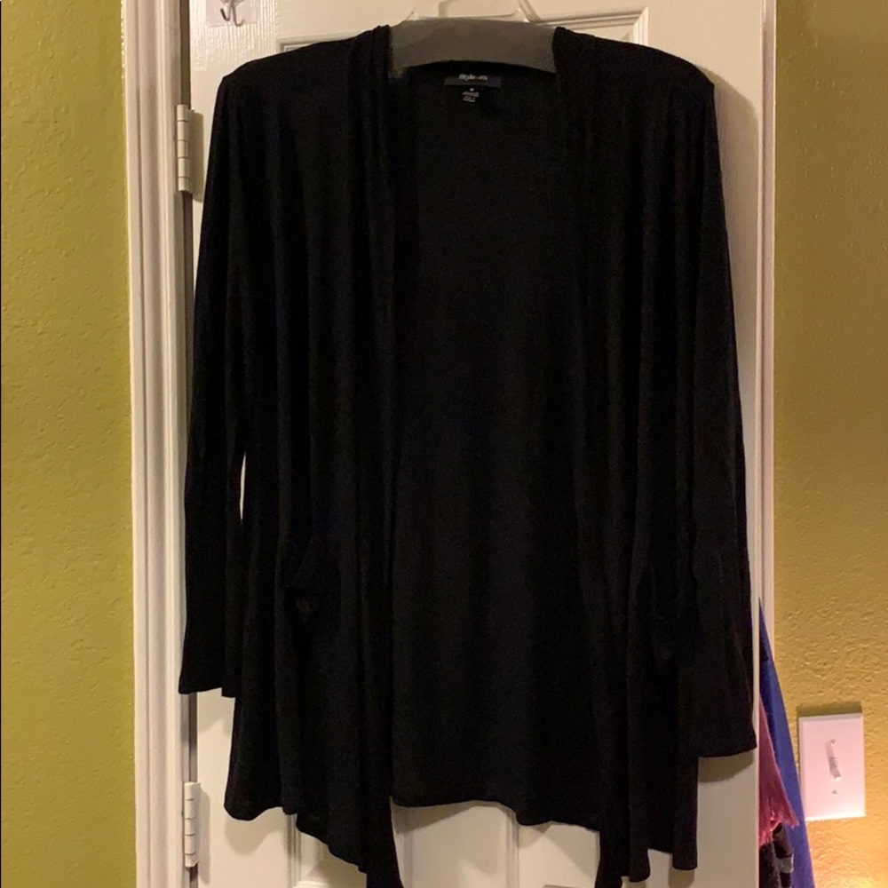 Black Rayon Cardigan with Pockets